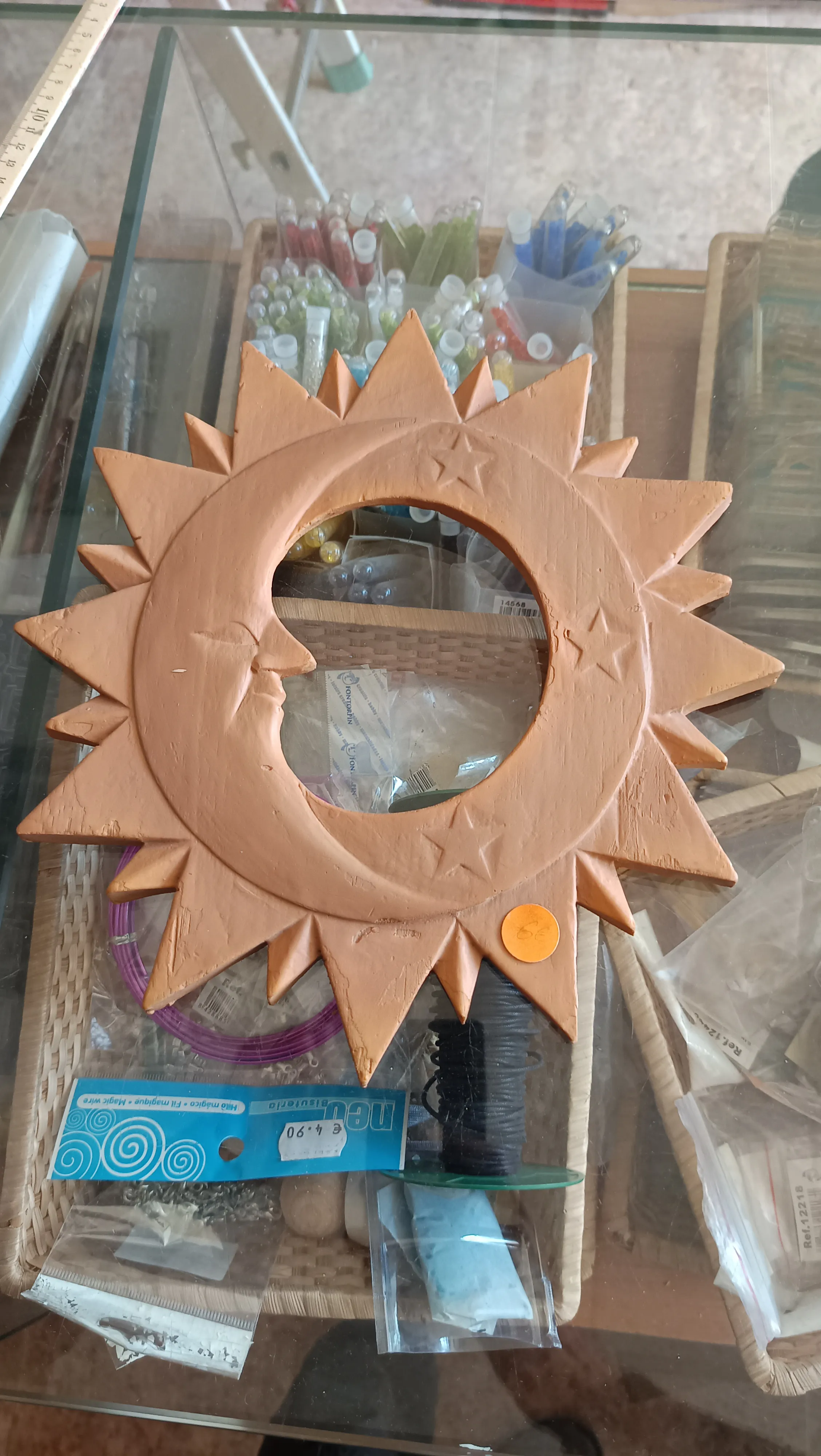 Marco espejo Sol resina pequeño 30cm diam.